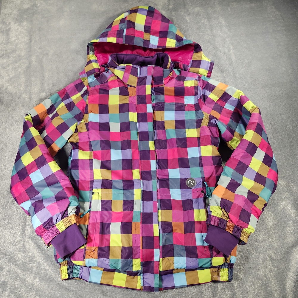 OP Multicolor Checkered Techride Jacket Hood Womens Medium